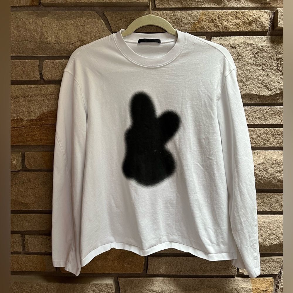 MO&CO. LONG SLEEVE CARTOON T-SHIRT Bunny Streetwear White Black XS - Picture 3 of 12